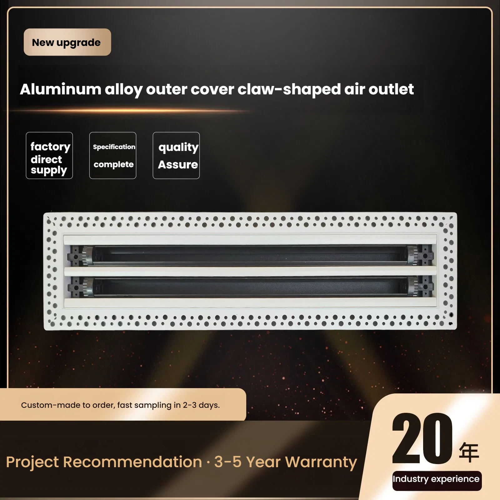 Difusor de slot linear ajustável em gesso